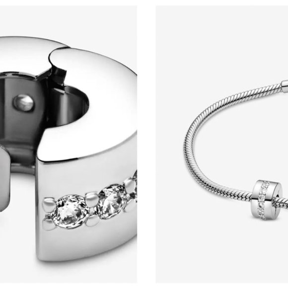 Pandora Clear Sparkling Clips x2 - Picture 8 of 11